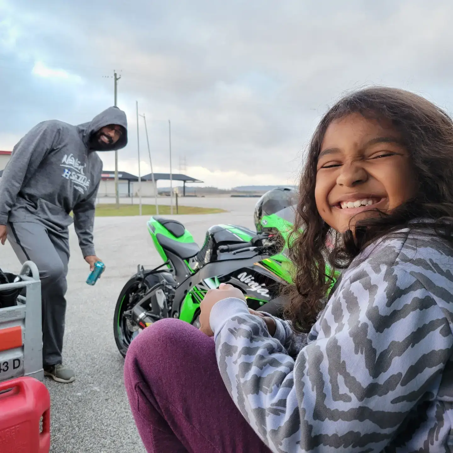 My daughter and I at the race track.