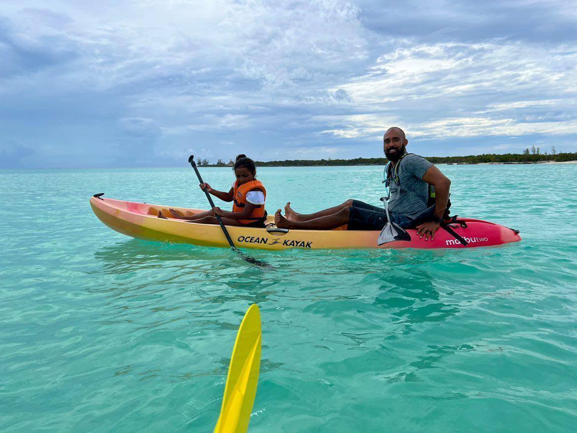 My daughter and I kayaking in the bahamas.